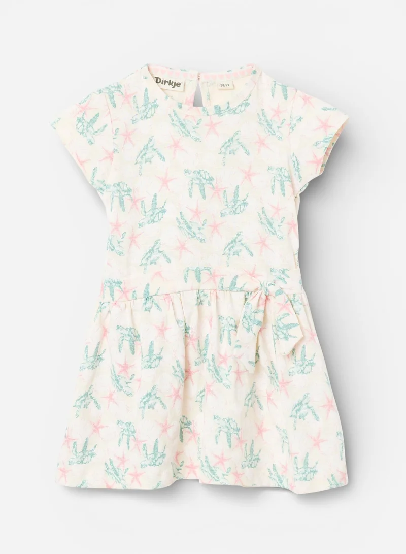 Dirkje Dirls Dress “Seaside Dreams” Tie-Front Turtle & Starfish Dress